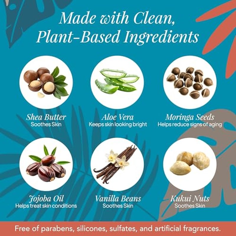 Saavy Naturals Body Cream Tahitian Vanilla, Clean Plant-Based Ingredients| Made In USA | Absorbent Shea Butter Vegan, Thick and Creamy Body Moisturizer, Body Lotion for Dry Skin- 8.5 Fl Oz, 2 Pack
