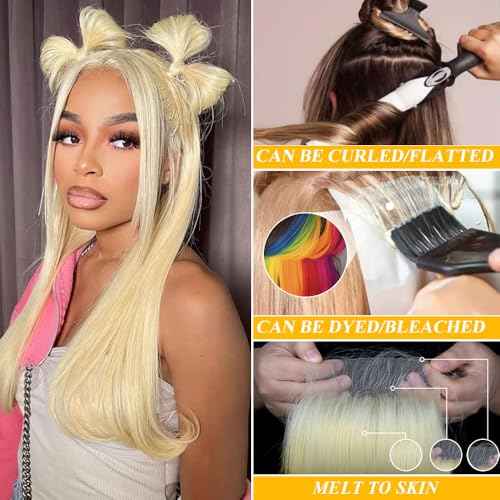 QTHAIR 16A #613 Straight HD Lace Closure(18") Russian Blonde #613 Straight 4X4 Human Hair Lace Closure 100% Platinum 613 Honey Blonde Human Hair for Black Women