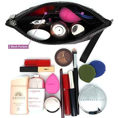 Holographic Makeup Bag Small Clutch Purses for Women Daily Use pouch bags Geometric Luminous Purse and Holographic Bags Small Wrist Purses and Cosmetic Pouch