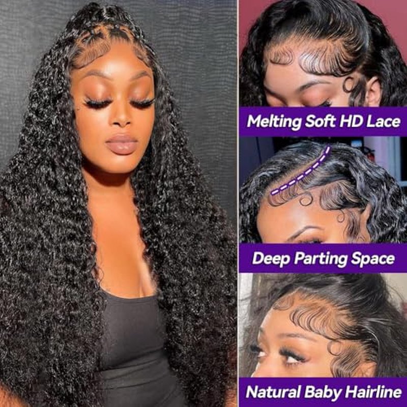 30 Inch Curly Lace Front Wigs Human Hair 200 Density 13x6 HD Transparent Jerry Curly Human Hair Wigs Glueless Wigs Pre Plucked Deep Curly Human Hair Wig for Women