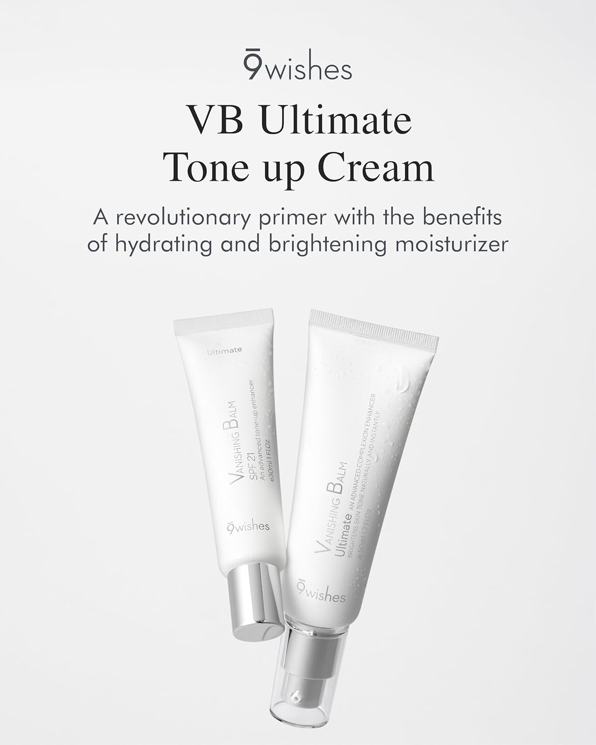 9 wishes VB Ultimate Tone-Up Cream (1.7 Fl. Oz.) - Ideal Makeup Primer, Hydrating Face Moisturizer with Niacinamide and Glutathione, Anti-Wrinkle, Reduce Fine Lines
