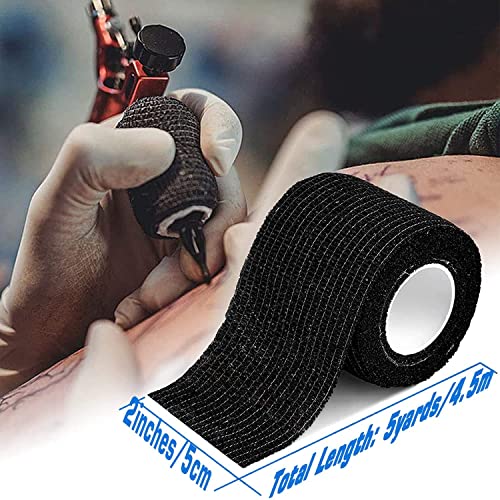 Tattoo Grip Tape Wrap Cover - Autdor 6Pcs 2" x 5 Yards Tattoo Machine Tape Cohesive Elastic Bandage Rolls Self-Adherent Tape for Grip Tube Accessories Sports Tape£¨6PC