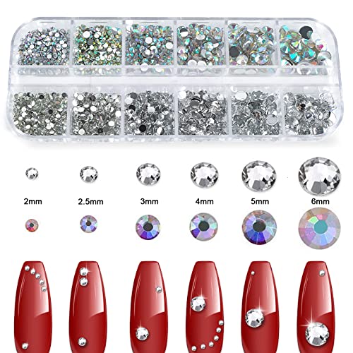 Canvalite 2784PCS Rhinestones Crystal AB Rhinestones for Nail with 5Pcs 3ml B7000 Jewelry Glue and Pick Up Tweezers and Nail Rhinestone Picker, Nail Art Tools,Stocking Stuffers Gifts for Women