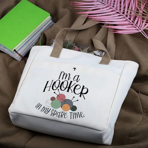 WCGXKO Crochet Lover Gift Crocheters Gift I'm A Hooker In My Spare Time Zipper Pouch Makeup Bag