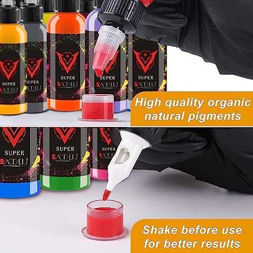 BaodeLi 14 Color 30 ml Tattoo Ink Kit with Microblade Paint and UV Ink - Dynamic Ink Set for Tattoo Equipment and Gun - Includes Green Soap