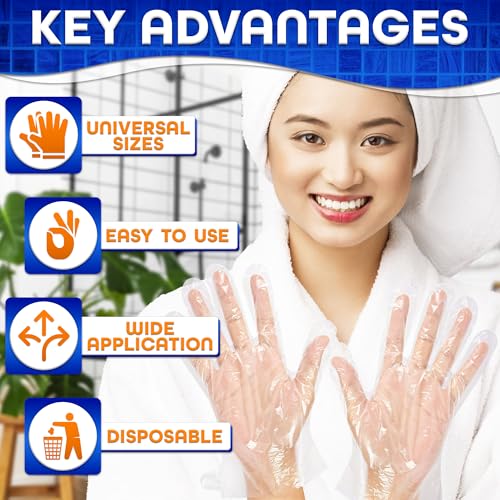 200 Pcs Paraffin Gloves for Hands - Lightweight, Disposable, Transparent, Leak-Proof, Universal Plastic Paraffin Wax Gloves for Hands - Soft, Easy to Use for Cooking, Eating, Cleaning, Hair Coloring