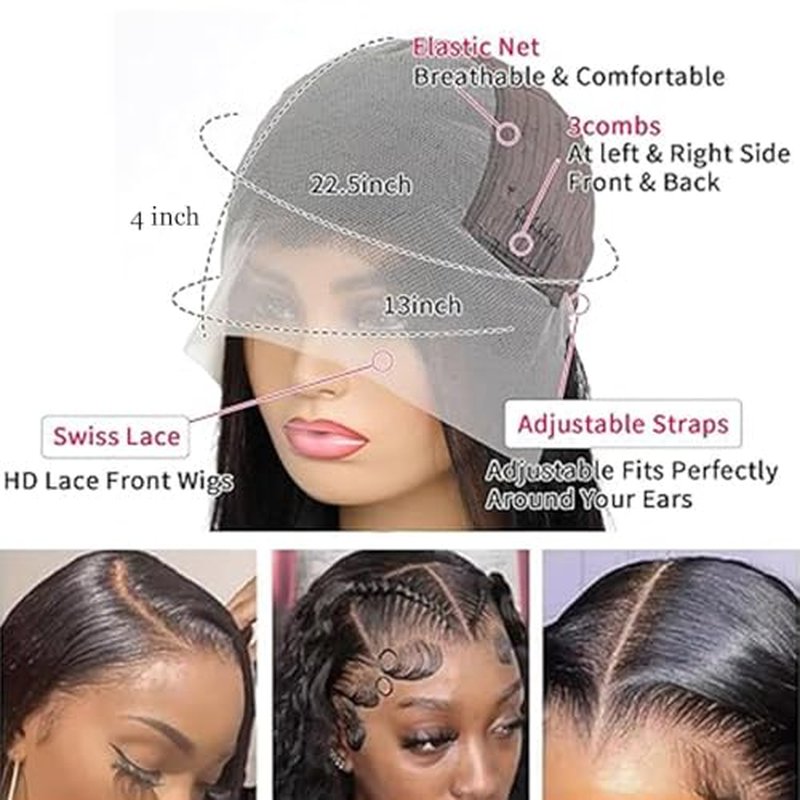 13x4 Deep Wave Lace Front Wigs Human Hair Deep Curly Wig Human hair Pre Plucked 200% Density Glueless Wet and Wavy Human Hair Wigs with Baby Hair HD Transparent Lace Frontal wig 22inch