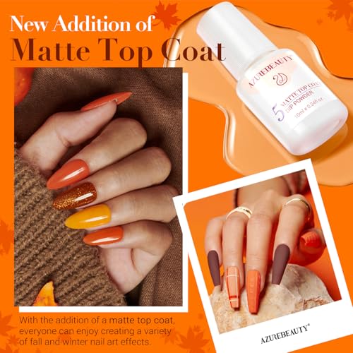 AZUREBEAUTY Dip Nails Powder Starter Kit, Maple Grey Sage Green Dark 8 Colors Set with Nail Sticks, Fall Nail Art Base Glossy/Matte Top Coat Activator Essential Liquid Manicure DIY Salon 30 PCS