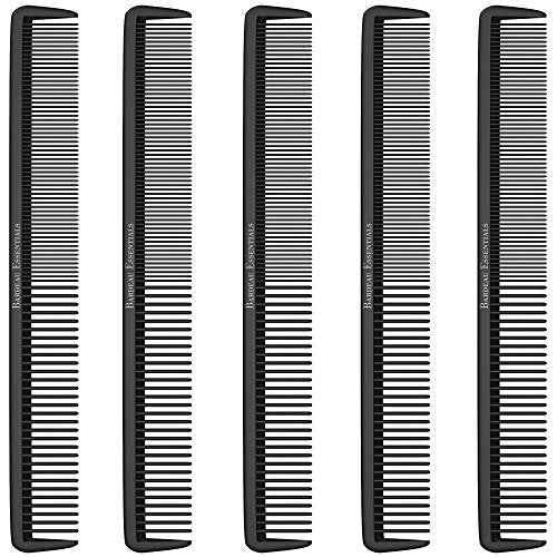 Hair Cutting Comb (5 Pack) - Professional 8.75¡± Black Carbon Fiber Anti Static Chemical And Heat Resistant Hair Combs For All Hair Types For Men and Women - By Bardeau Essentials