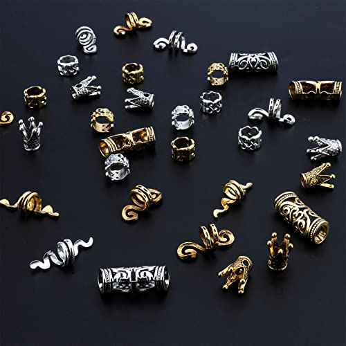 110PCS Retro Metal Dreadlock Accessories Hair Tube Beads Wooden-Like Beads Handmade DIY Tassel Hair Decoration Hair Jewelry for Locs Braids Men Women Hip-Hop Style