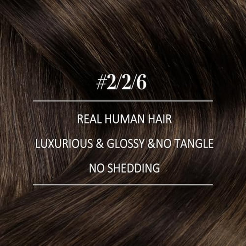 YoungSee 125g Weft Hair Extensions Brown Balayage Sew in Hair Extensions Balayage Medium Brown Mix Dark Sew in Hair Extension Real Human Hair for Women 22 Inch