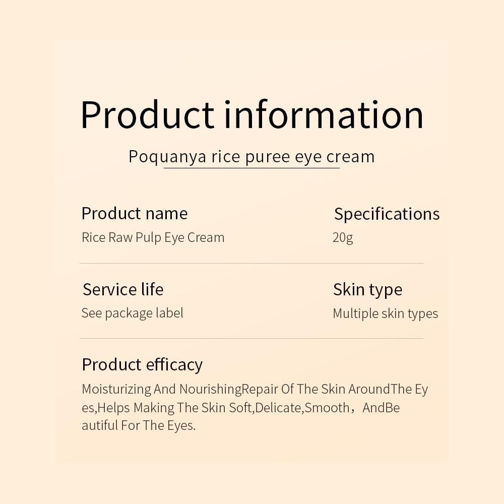BIOAQUA Rice Raw Pulp Under-Eye Cream Moisturizing Nourishing 20g