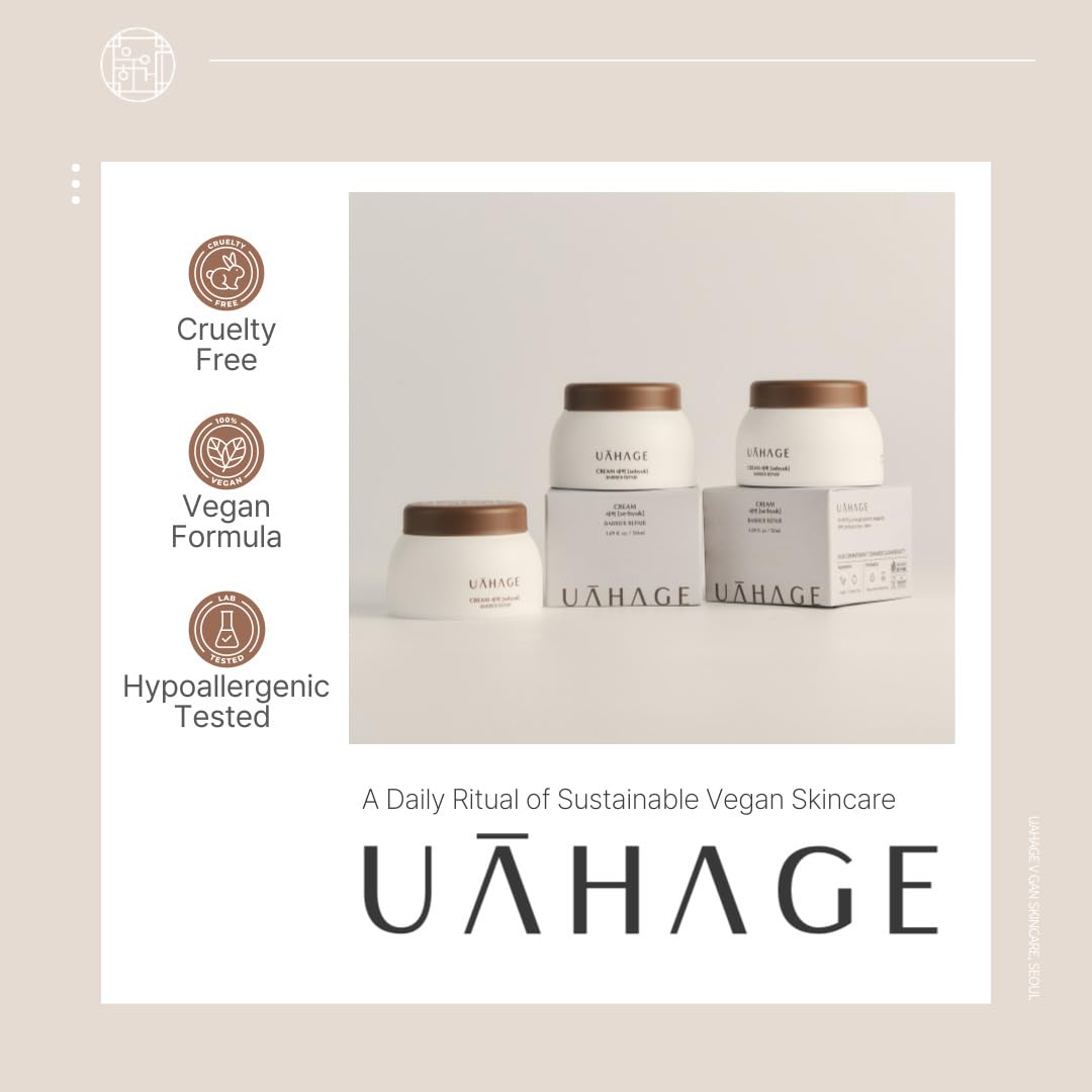 UAHAGE Sebyuk Cream Barrier Repair - Long-Lasting Hydration, Vegan Korean Skincare with Ceramide, Cholesterol, Shea Butter, Niacinamide, Panthenol, Squalane (50ml / 1.69 fl.oz)