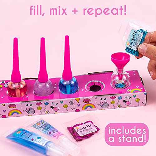 Just My Style Shimmer Pop Lip Gloss, Create 5 Lollipop-Shaped Lip Glosses, Includes Funnel, Empty Lip Gloss Containers, Sweet Lip Gloss Base, Body Glitter & More, DIY Lip Gloss, Multi (208316J)