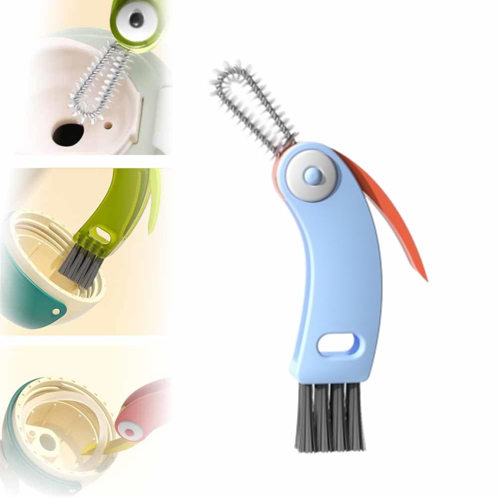 3 in 1 Multifunctional Cup Lid Cleaner - Crevice Cleaning Brush Set for Tight Spaces, Baby Bottles & More - Portable & Upgrade A3