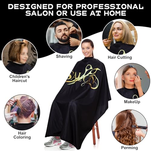 Hair Cutting Cape Barber Cape 63"¡¿55" Professional Barber Capes Water Resistant Hair Cape with Adjustable Neck Size (5 Pack)