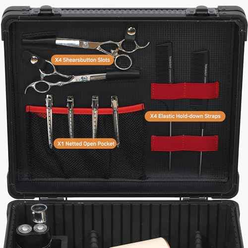 Large Barber Carrying Case, Hairdresser Tool Box Organizer Traveling Case, Portable Travel Barber Suitcase for Hair Stylist Pet Groomer Beauty Salon Makeup Artist