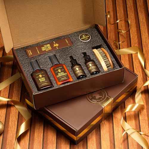 LOVERY Beard Care Kit - Gifts for Dad -12pc Complete Grooming Set in Cedarwood, Beard Balm, Wash, Conditioner, Oil, Serum, Beard Pen Birthday Gifts for Men Boyfriend Husband, Mens Gifts for Him