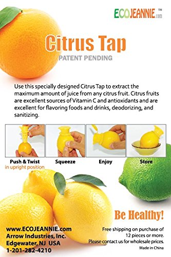 EcoJeannie 1 Pack Citrus Tap, Portable Lemon Juicer Faucet (Patent Pending), Lime Squeezer, Juice Extractor- BPA Free Hormone Free