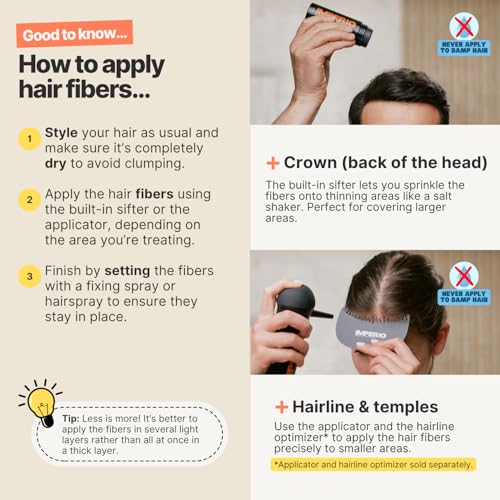 IMPERIO Hair Building Fibers for Thinning Hair - 26g Premium Hair Fibers for Women & Men - Dark Brown