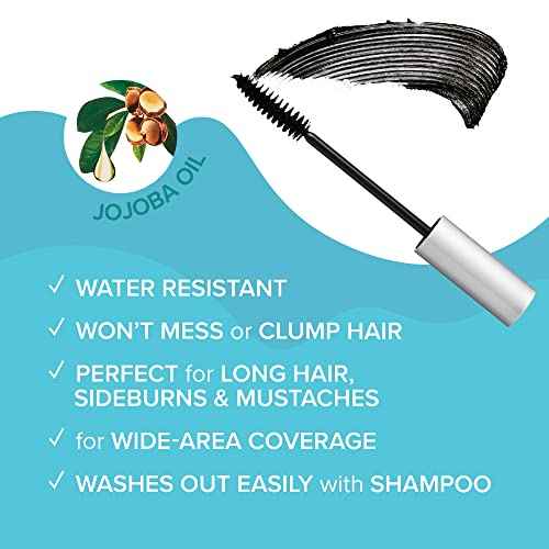 RED by KISS Quick Cover Root Touch Up Rescue (Jet Black 2 Pack), Mascara Natural Water-Resistant Temporary Gray Concealer Cover Up Brush for Hair Mustache & Beard, Formulated with Jojoba Oil
