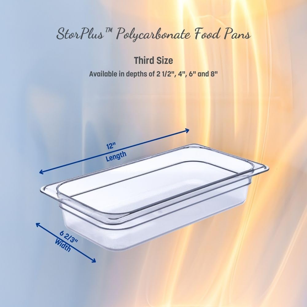 Carlisle FoodService Products Plastic Food Pan 1/3 Size 2.5 Inches Deep Clear