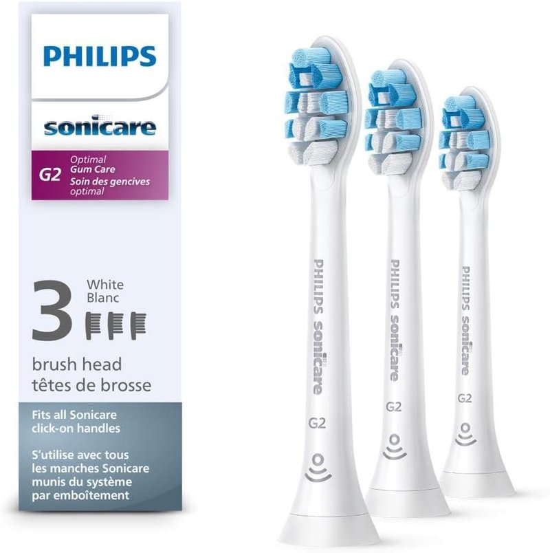 Philips Sonicare G2 Optimal Gum Care Brush Heads - Genuine Replacement Toothbrush Heads | White, 3 Pack, HX9033/65
