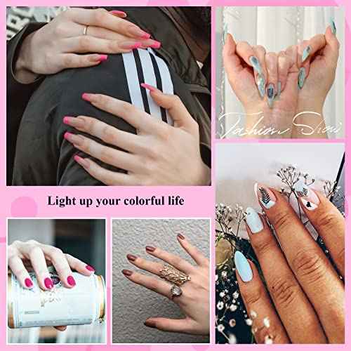 Phoenixy Gel Nail Polish Kit with U V Light, 36 PCS Gel Nail Kit Pink Red Brown Blue Green Nail Polish Set Manicure Starter Kit Gifts for Women