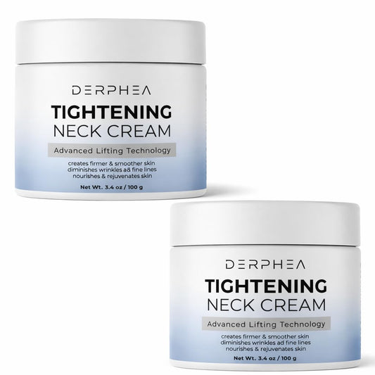 DERPHEA Neck Tightening Cream: Tighten and Lift Neck Cream For Tightening and Firming, Fine lines, Loose & Sagging On Face, Decollete & Other Skin Areas - 1.7 Oz Pack of 2