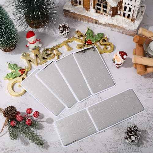 Whaline 6Pcs Christmas Nail Plates Stamping Set Xmas Tree Snowflake Snowman Stamp Templates Nail Art Plates for Winter DIY Print Manicure Salon Design Gift