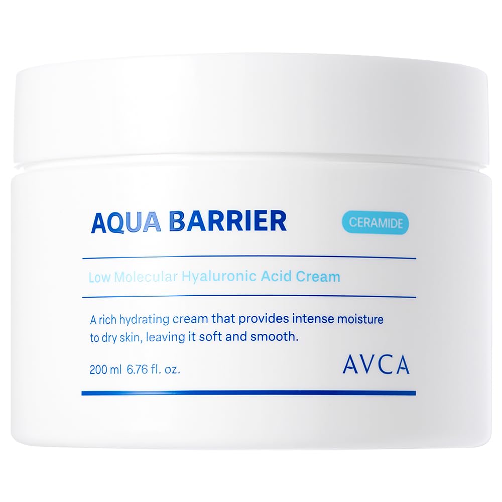 AVCA Aqua Hyaluronic Acid Daily Moisturizer 200ml(6.76 fl. oz) – Ceramide Barrier Support Cream for Dry Skin, Lightweight Rich Texture