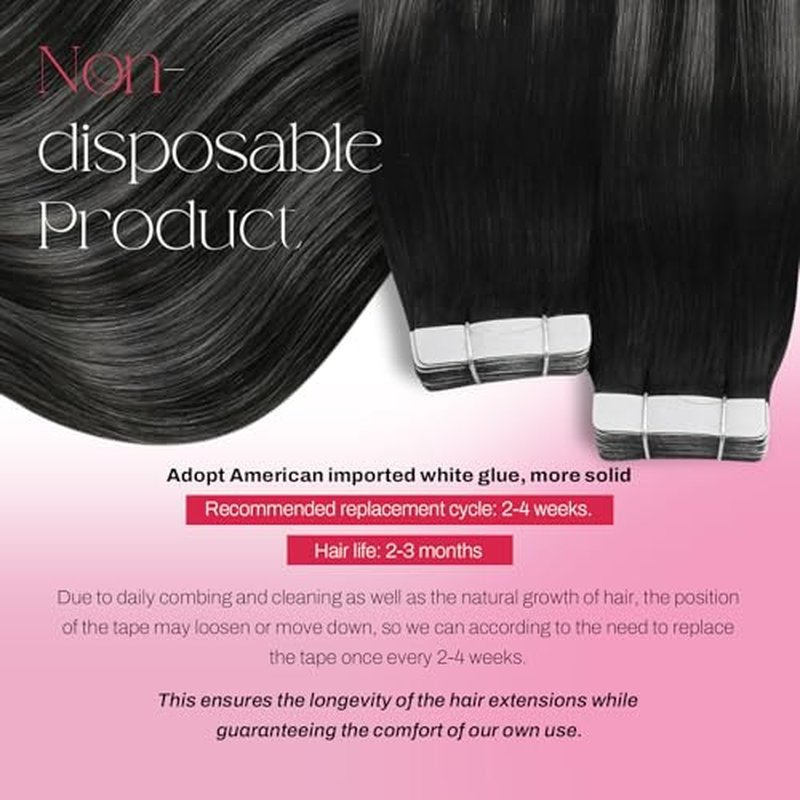 Moresoo Tape in Hair Extensions Real Human Hair Balayage Tape in Human Hair Extensions Off Black to Silver Mix Black Pu Skin Weft Tape ins Extensions Remy Hair 24inch #1B/Silver/1B 20pcs 50g