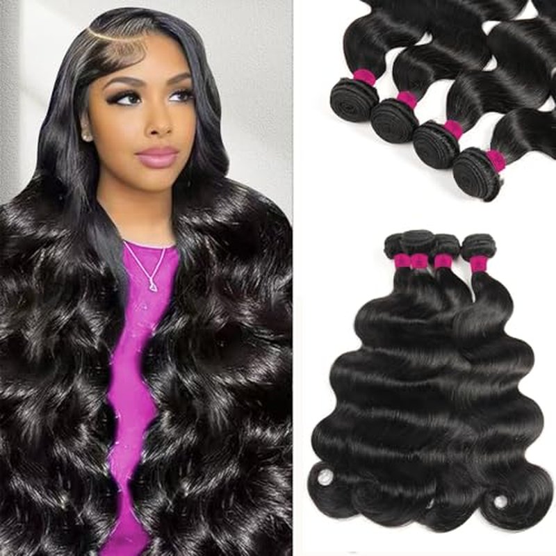 Human Hair Bundles Body Wave 20 20 20 20 Inch 4 Bundles 12A Human Hair Extensions 100% Unprocessed Brazilian Virgin Hair Deals Quick Weave Bundles Wet Wave Hair