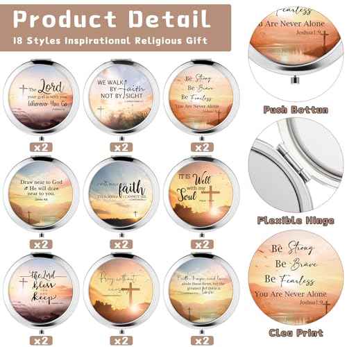 18 Pcs Christian Compact Mirrors Gifts for Women Bulk Religious Pocket Mirror with Bible Verse Inspirational Scripture Quote Church Gifts for Ladies Church Congregation Group Party Favors