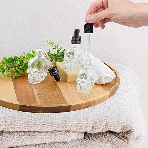 Cornucopia Brands Skull Glass Dropper Bottles (Pack of 2, 2oz, Clear) Bitter Flavor Tattoo and Beard Oil Dispenser
