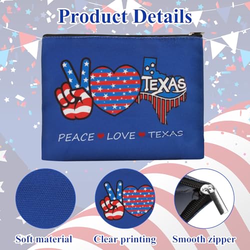 6 Pcs Texas Souvenir Gifts Cosmetic Bag Texas Makeup Bag Texas Themed Zipper Pouch Texas Gifts for Women Traveler Souvenirs