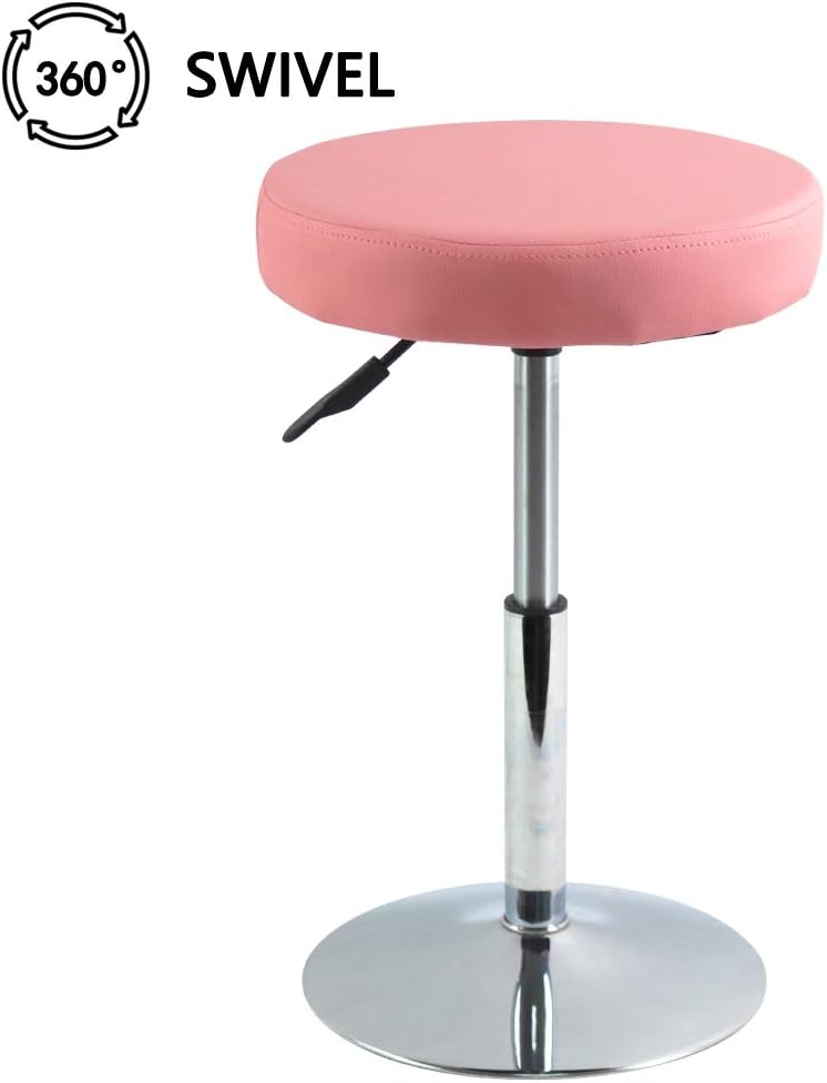 Height Adjustable Pink Short Shop Stool - Swivel Chair for Office, Spa, Salon & Tattoo Stations | Compact Design