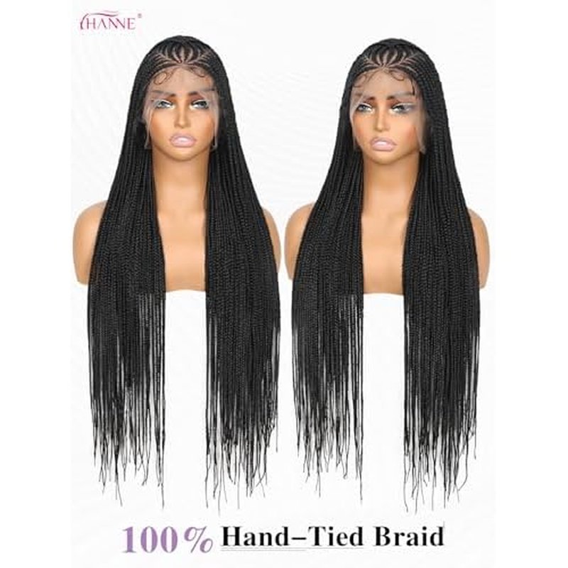 HANNE Full Lace Braided Wigs for Black Women Knotless Braided Wigs with Baby Hair 100% Handmade HD Lace Synthetic Box Braid Wig £¨32¡¯¡¯£©