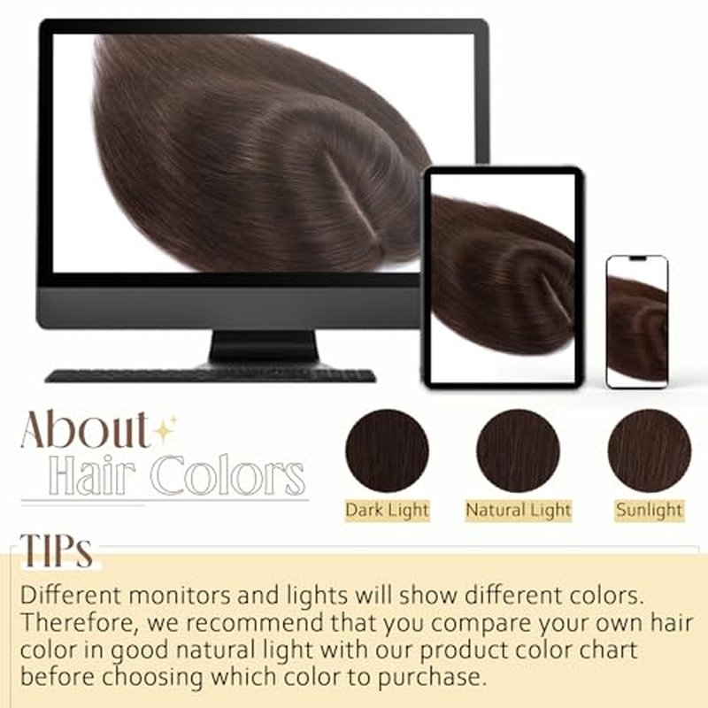 Elailite Human Hair Toppers for Women Real Human Hair Thin 4.7"x3.9" Silk Base Clip in Remy Hairpieces 8 Inch Sandy Blonde mix Bleach Blonde