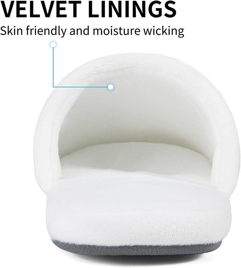 Luxury Spa Slippers - Cotton Memory Foam Non-Slip Closed Toe | Washable for Hotel, Travel, Bride, Men & Women