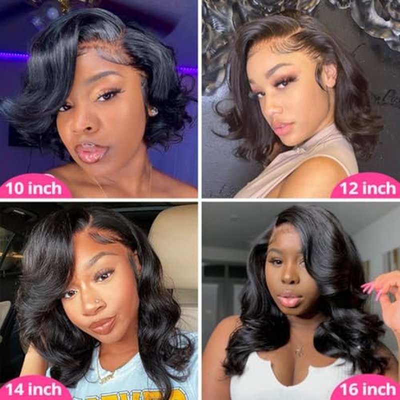 west kiss Glueless Short Bob Wig Ready to Wear 4x7 Closure Bob Wig Pre Cut & Pre Bleached Human Hair Wigs With Adjustable Straps for Easy Installation 10 Inch