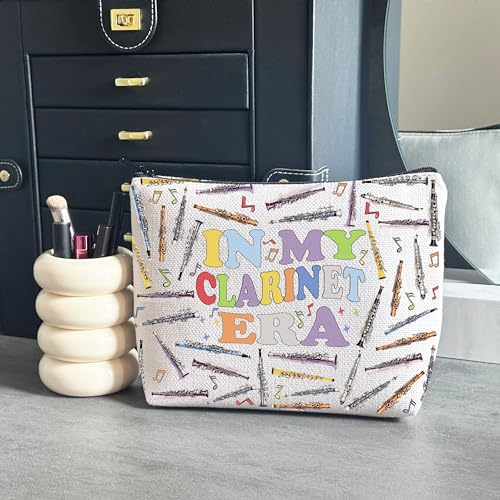 WCGXKO Clarinet Player Gift In My Clarinet Era Music Lover Zipper Pouch Makeup Bag (B-ClarinetEra), beige