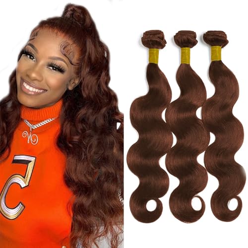 Reddish Brown Body Wave Bundles Human Hair 28 28 28 Inch Auburn Bundles Color 33 Brazilian Virgin Remy Hair Extensions Healthy And Soft Unprocessed 3 Bundle Hair Weave