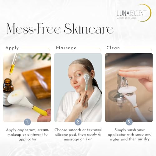 Serum Applicator for Face Applicator Only Reusable Skincare Applicator Serums, Oils, Medicated Ointments, Sunscreen, Makeup, Face Cream Applicator, Cooling & Warming Face Massager Tool by LUNAESCENT