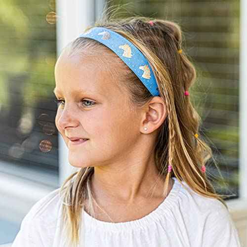 FROG SAC 6 Unicorn Headbands for Girls, Adjustable No Slip Glitter Hair Bands for Kids, Cute Little Girl Sports Head Bands, Sparkly Soccer Gymnastics Headband, Sparkle Hair Accessories