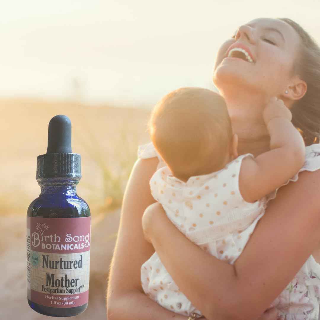 Birth Song Botanicals Nurtured Mother Postpartum Essentials and Support Supplement, Herbal Afterbirth Tincture for New Moms After Labor and Delivery, Natural Postpartum Care, 1oz Bottle