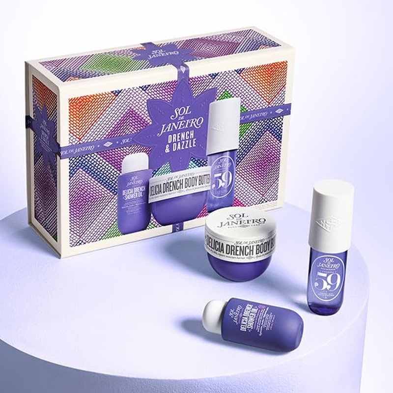 Delicia Drench Vanilla Moisturizing Body Routine Gift Set for Women - Body Butter, Shower Oil & Perfume Mist