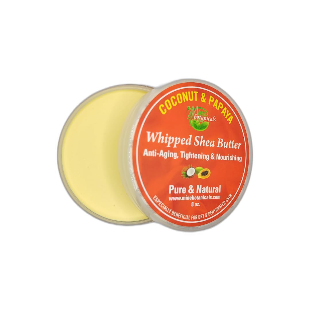 Coconut & Papaya Whipped Shea Butter - Nourishing Moisturizer with Coconut Oil & Vanilla Extract | 8 oz