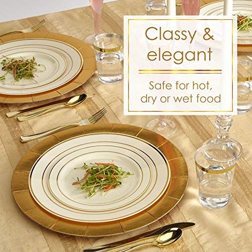 DISPOSABLE PLASTIC SIDE PLATES 7.5" Glare Ivory/Gold (20 pc)
