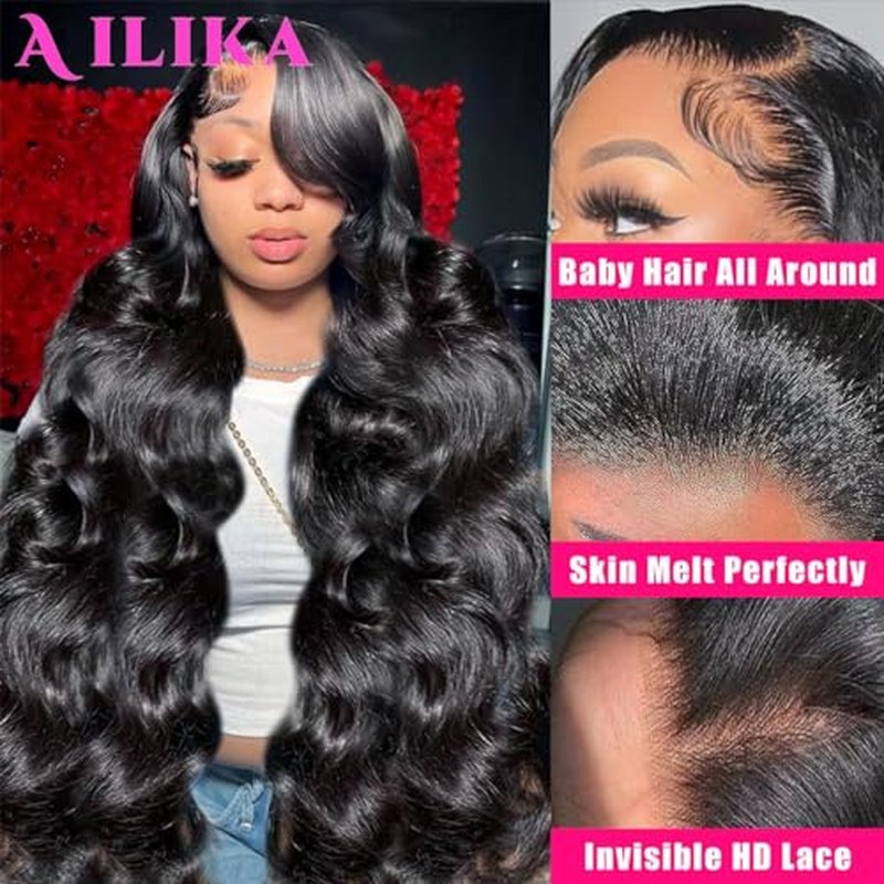 30 Inch13*4 HD Transparent Lace Front Wig Body Wave Human Hair Pre Plucked 180 Density With Baby Hair Natural Hairline Wig For Black Women.